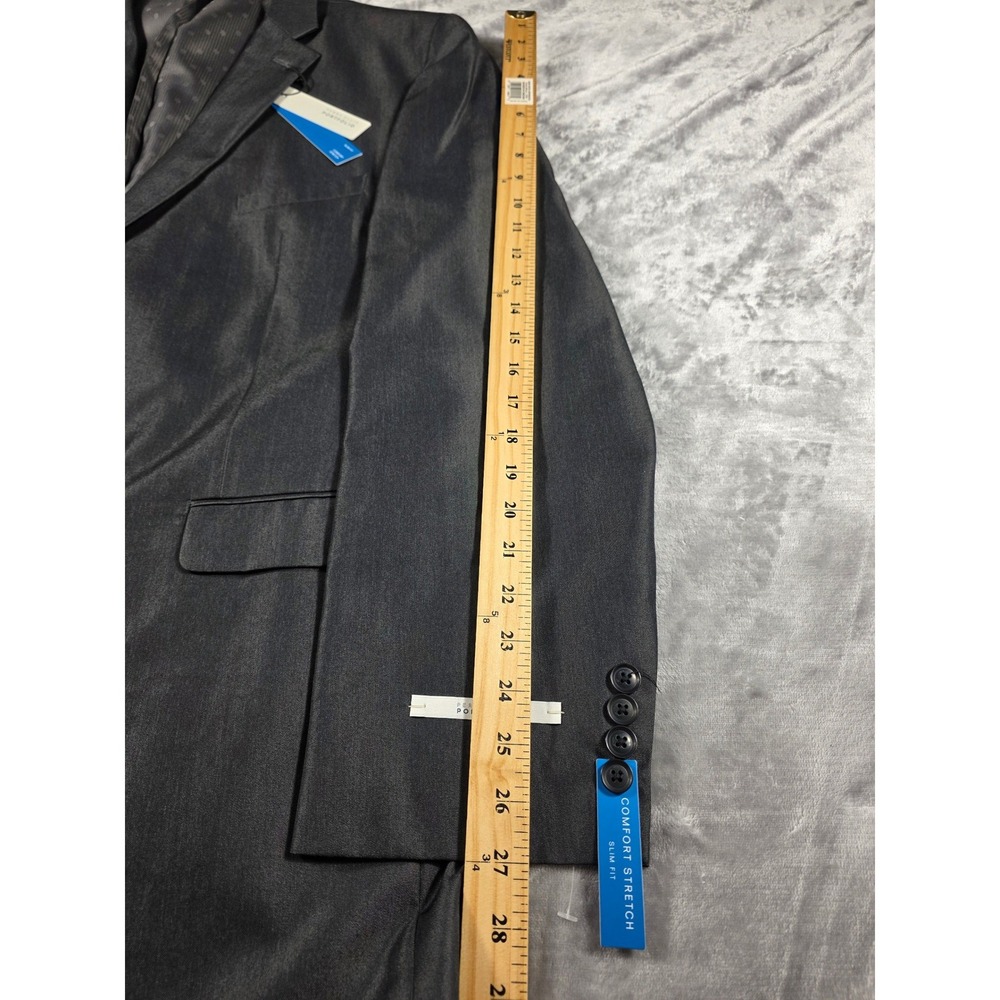 Perry Ellis Portfolio Jacket Mens‎ 52L Charcoal Comfort Stretch Slim Fit Blazer - Picture 6 of 10